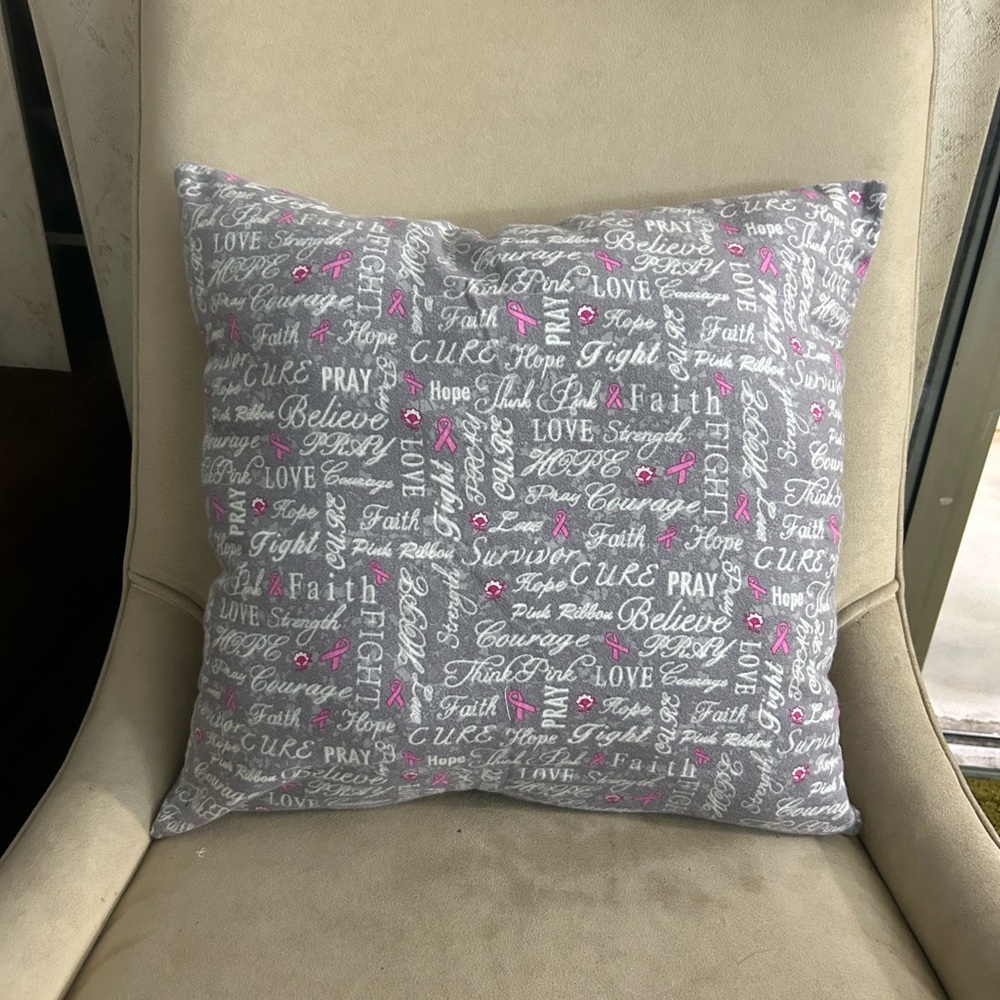 Gray and Pink Inspirational Pillow with Plastic Water Bottle and Socks - Picture 3 of 6